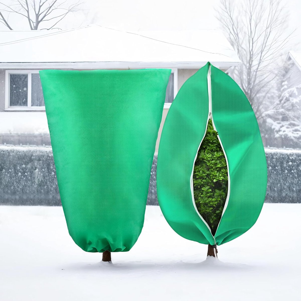 Plant cover - 1 piece - 140*200cm - Frost-resistant plant cover - Winter cover - Potted plant bag - Frost cloth - Plant frost cover - Winter protection bag for plants - Winter plant covers - with zipper and drawstring - for outdoor plants, potted fruit tr - Image 3