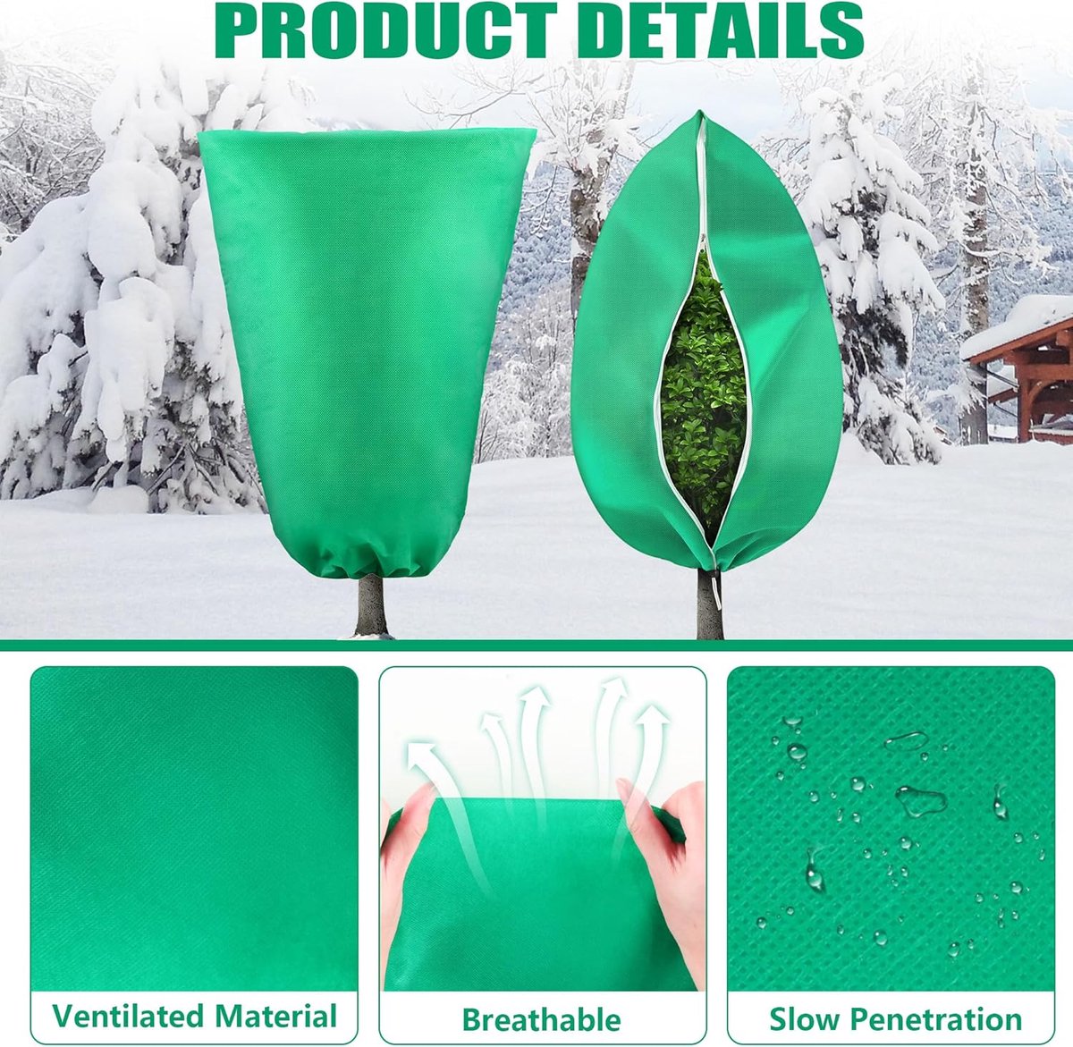 Plant cover - 1 piece - 140*200cm - Frost-resistant plant cover - Winter cover - Potted plant bag - Frost cloth - Plant frost cover - Winter protection bag for plants - Winter plant covers - with zipper and drawstring - for outdoor plants, potted fruit tr - Image 6