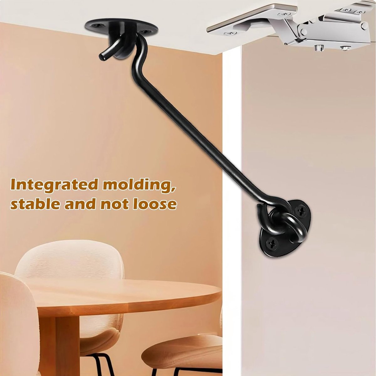2 pieces - Wind hook - 6 inch - Wind hooks - Door hinges - Door bolt - Hinge - barn door hook - hook and eye bolt - cabin hooks and eye bolt - swivel window hook - door hooks - lock - for sliding door, bedroom, bathroom - 150*39 mm - black - Image 4