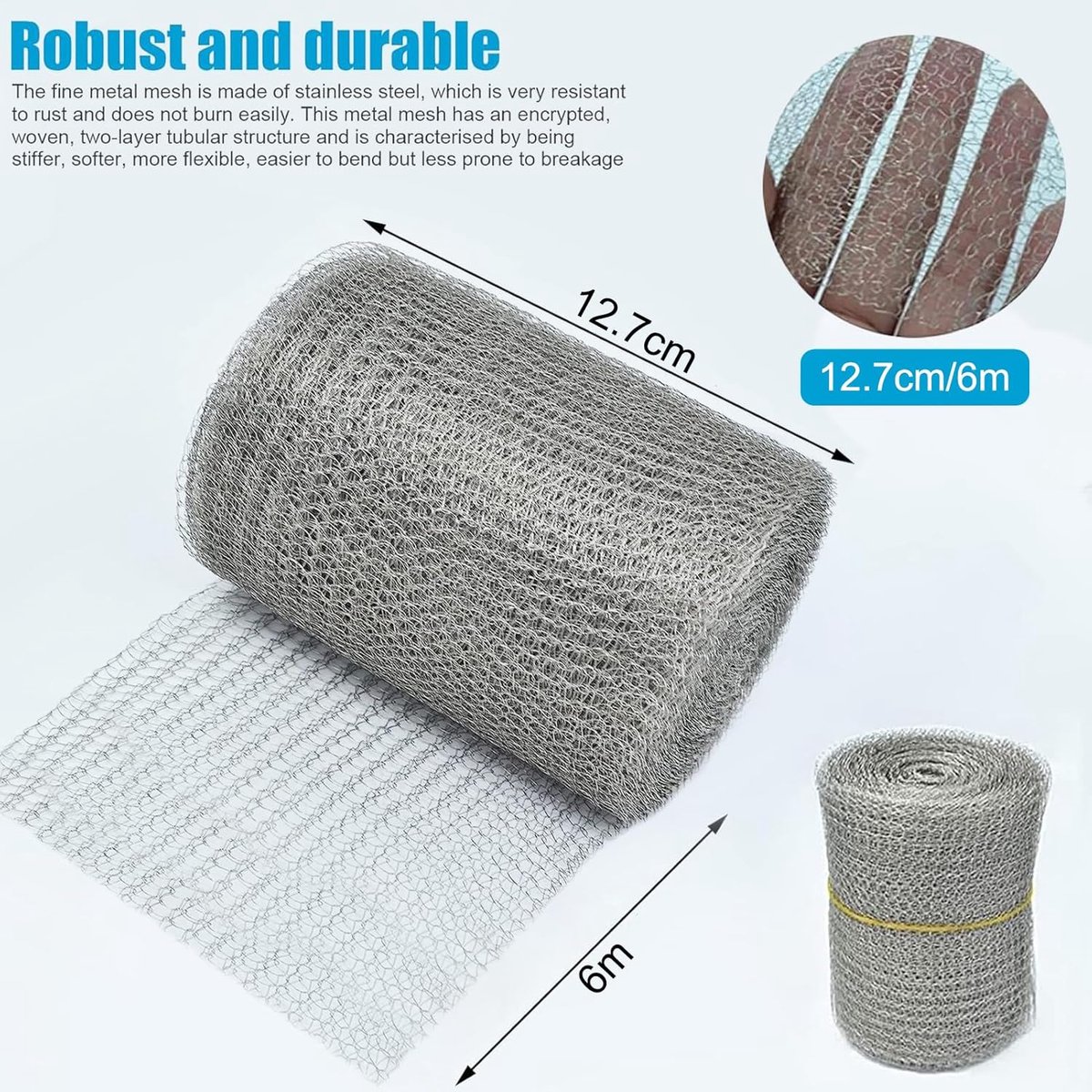 Stainless Steel Rodent Net - Pest Protection - 1 piece - 12.7 cm wide - 600 cm long - Image 5