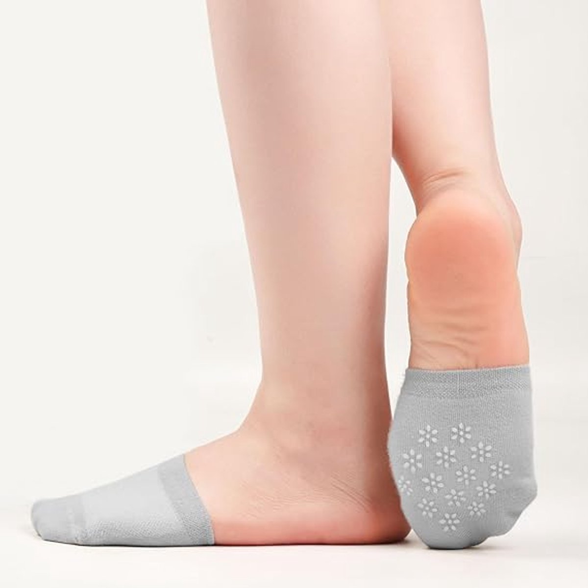 pairs - Half socks - Women's no-show anti-slip half socks - Cotton invisible lining toe protectors - toe protector socks - invisible socks - seamless five-toe socks - sock - for clogs - black, white, khaki, grey - Image 4