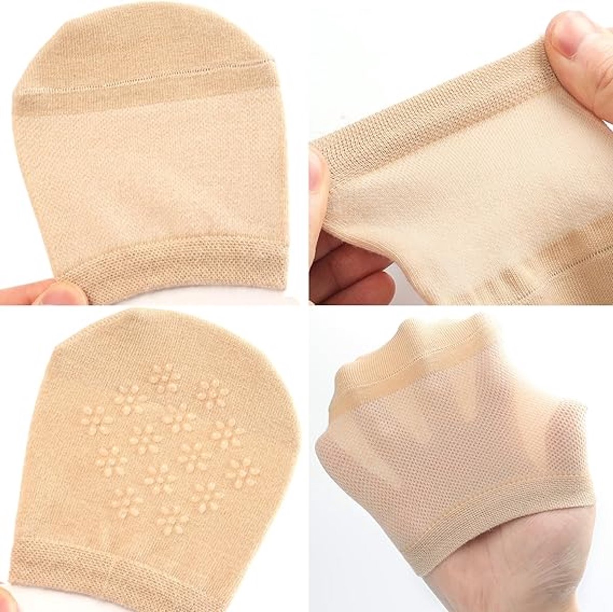 pairs - Half socks - Women's no-show anti-slip half socks - Cotton invisible lining toe protectors - toe protector socks - invisible socks - seamless five-toe socks - sock - for clogs - black, white, khaki, grey - Image 5