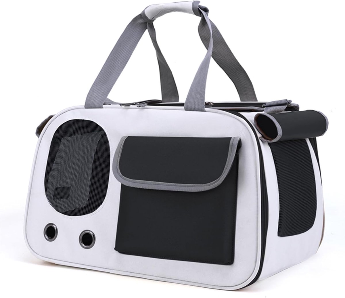 Cat and Dog Transport Bag - Travel Basket - Foldable Cat Transport Box - Cat Bag - Pet Carrier Bag with breathable holes and pockets - for medium-sized cats, small dogs - Dog Bag - 45 x 28 x 26 cm - Black - Image 1