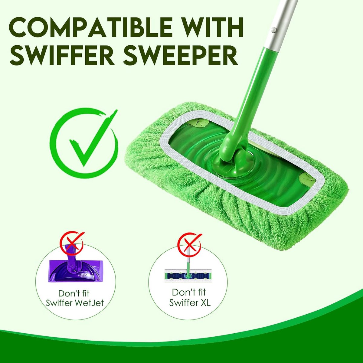 4 Pack Reusable Microfiber Mop Pads - Suitable for Efficient Sweeping Cleaning - Suitable for Swiffer Sweeper - Wet & Dry Cleaning Cloths - Mop Head Replacement - Washable Refills - for Household Floors - 25 x 11.5 cm - Image 2