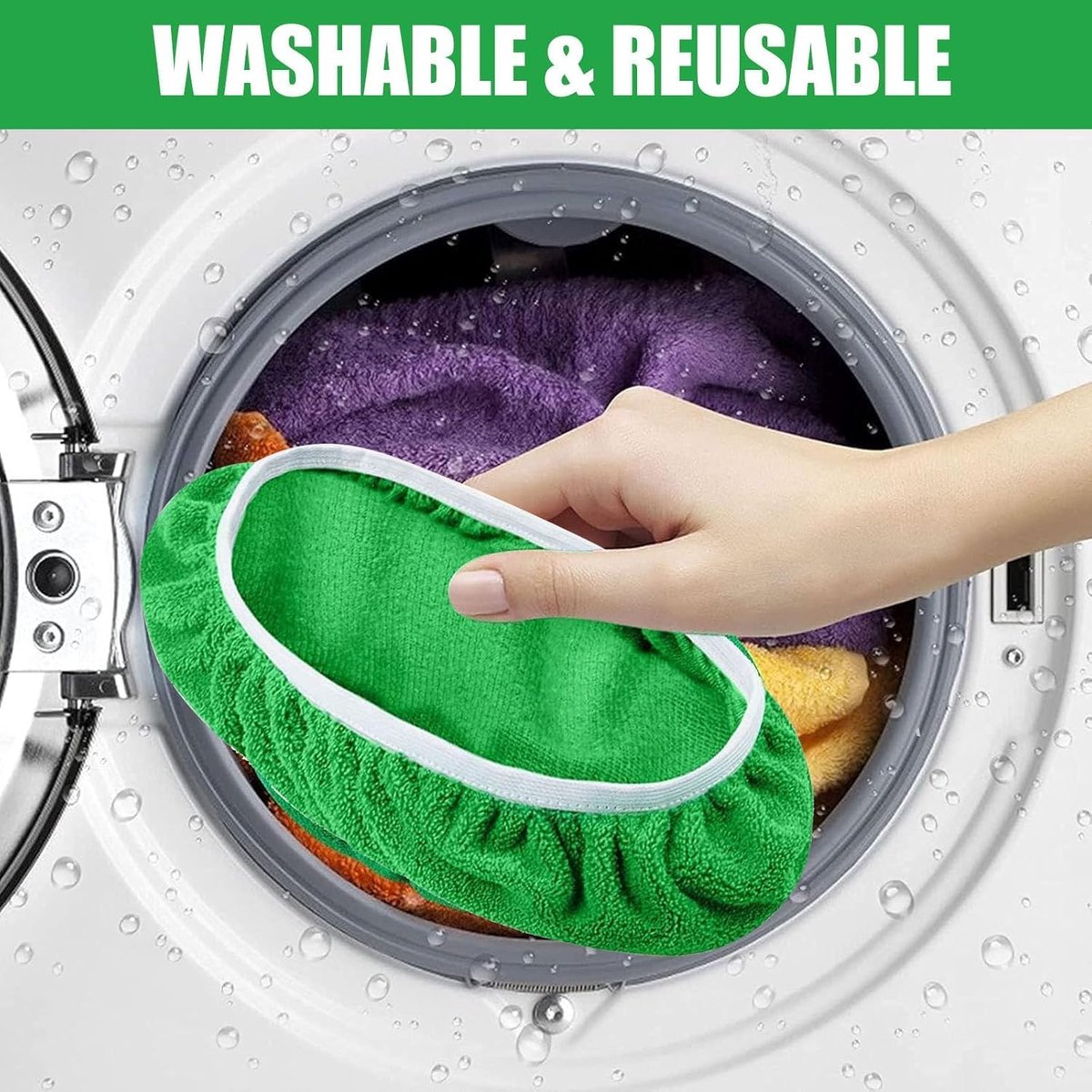 4 Pack Reusable Microfiber Mop Pads - Suitable for Efficient Sweeping Cleaning - Suitable for Swiffer Sweeper - Wet & Dry Cleaning Cloths - Mop Head Replacement - Washable Refills - for Household Floors - 25 x 11.5 cm - Image 5
