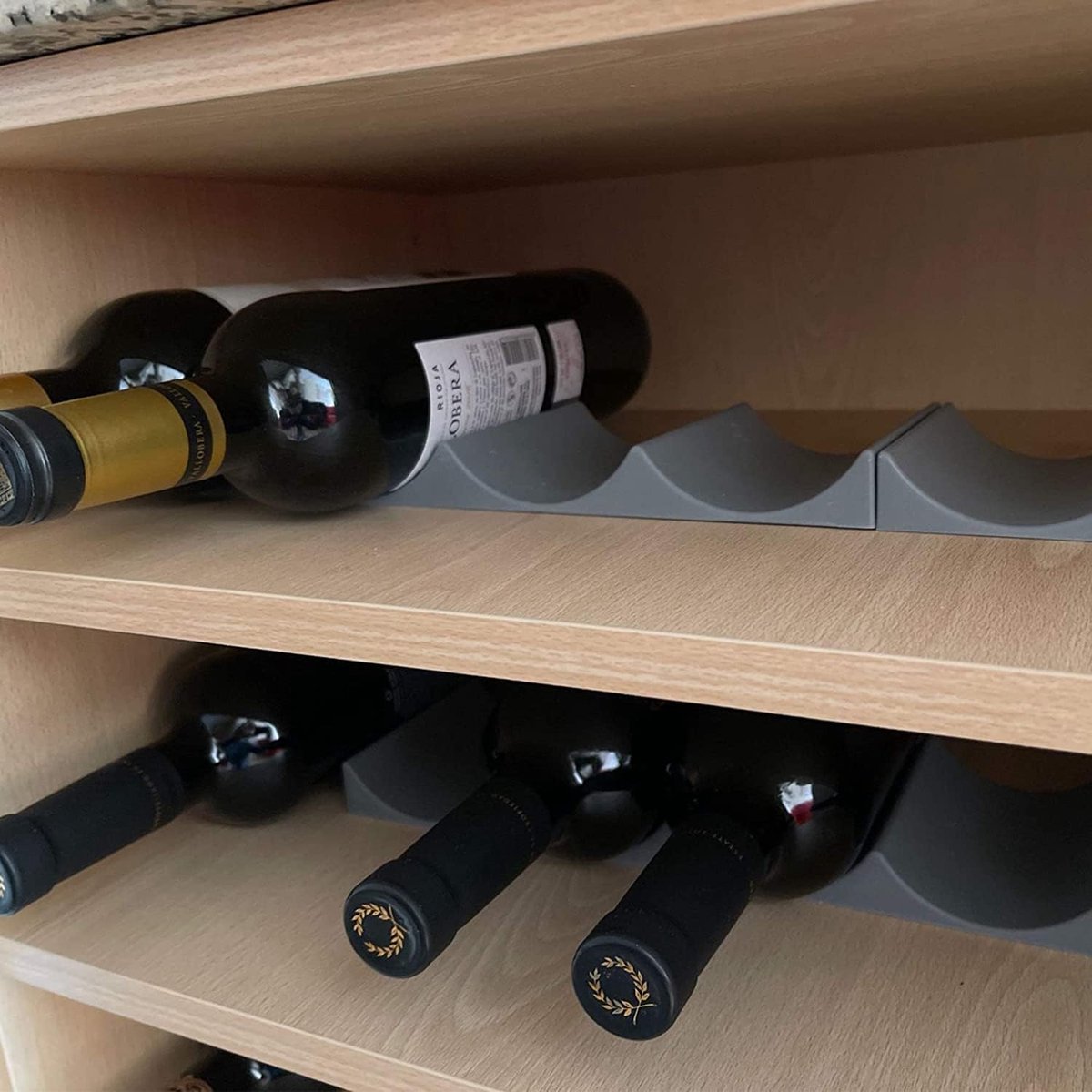 Bottle rack - Beverage bottle rack - Refrigerator bottle holder - Plastic bottle holder - Wine bottle holder - Wine rack - Storage organizer - Refrigerator organizer - Wine bottle display mat - Can holder - for wine bottles, refrigerator and pantry - 29.5 - Image 2