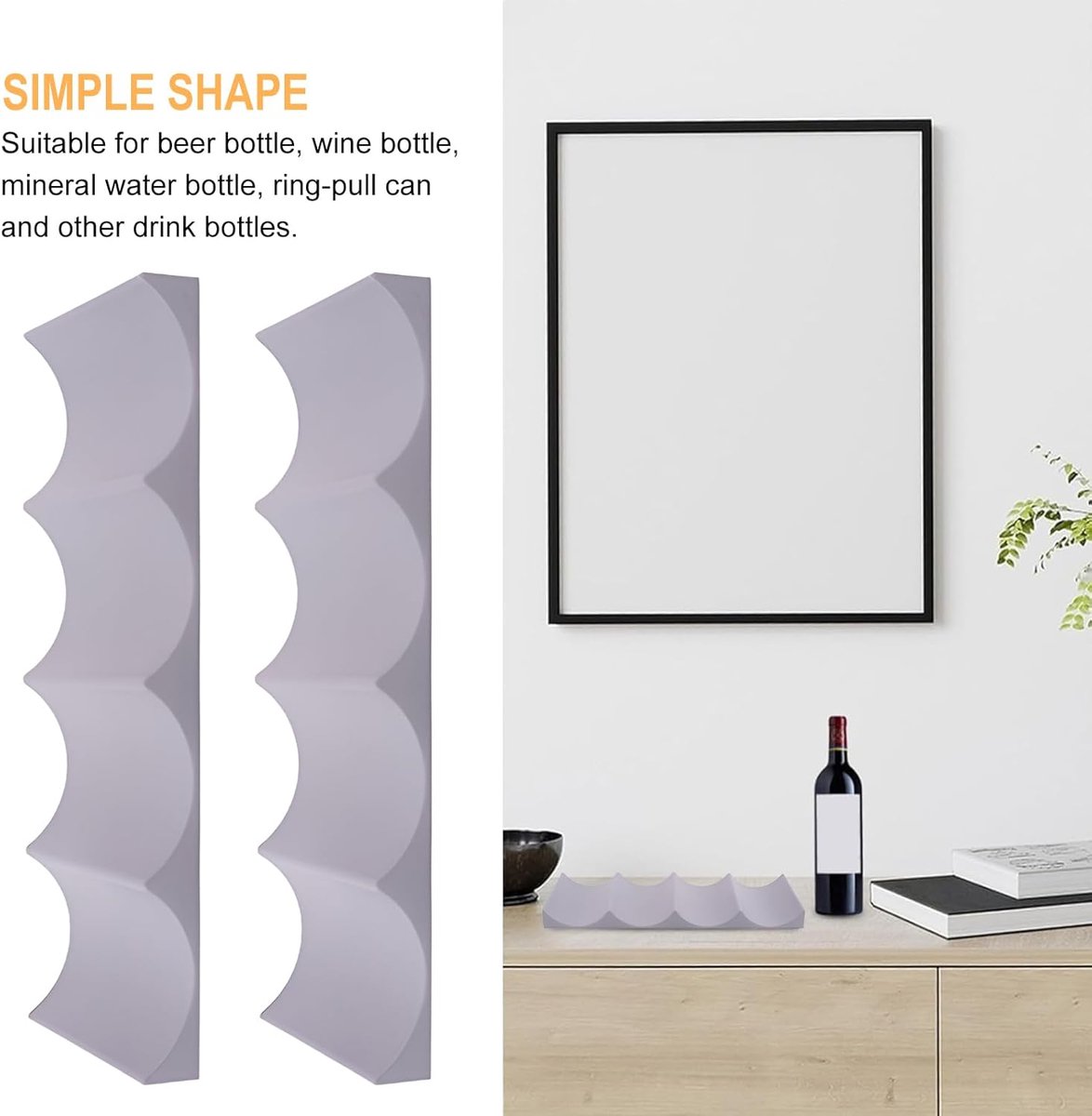 Bottle rack - Beverage bottle rack - Refrigerator bottle holder - Plastic bottle holder - Wine bottle holder - Wine rack - Storage organizer - Refrigerator organizer - Wine bottle display mat - Can holder - for wine bottles, refrigerator and pantry - 29.5 - Image 5