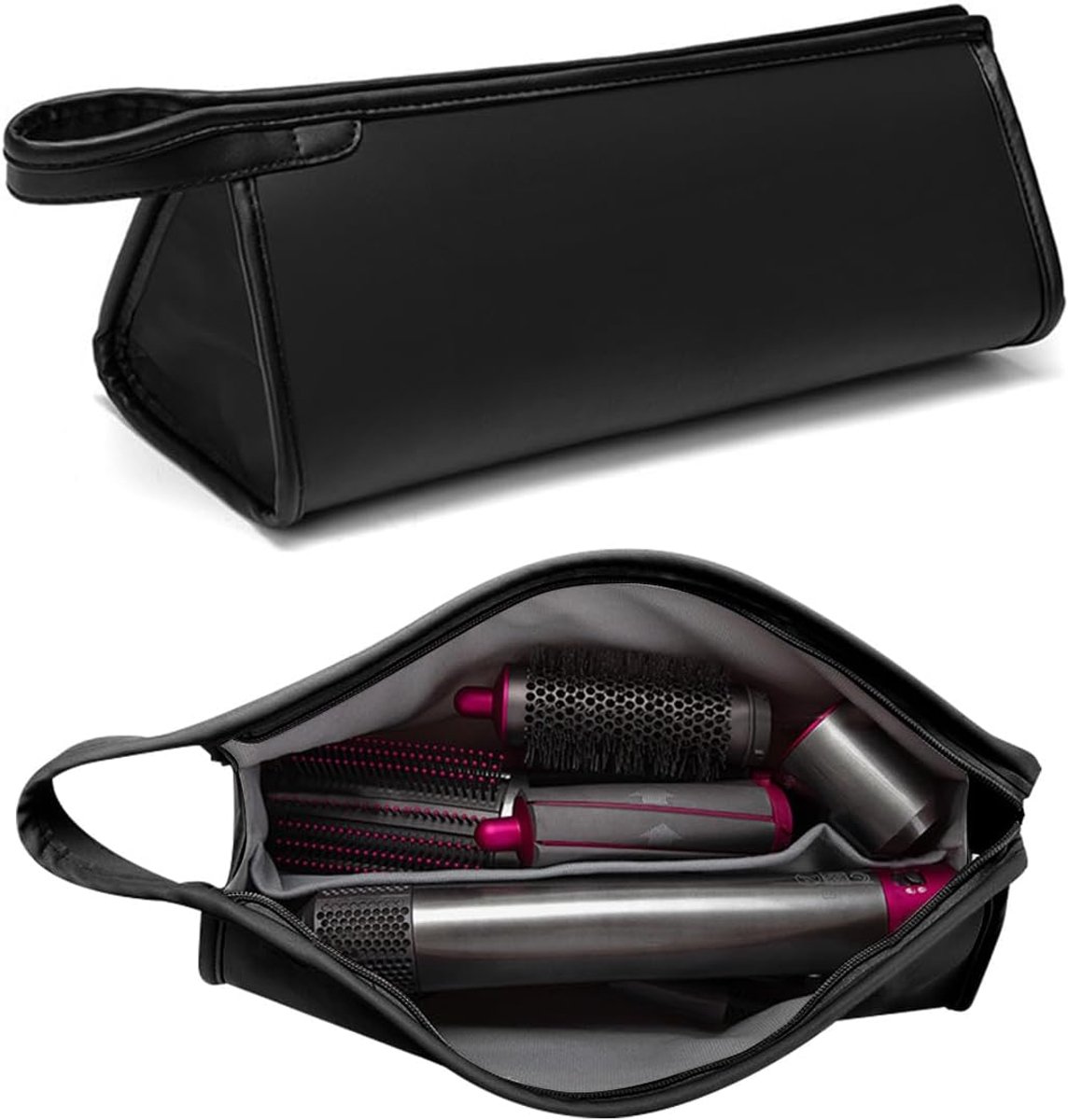 Suitable Travel Case - 1 piece - Organizer - Storage Bag - Travel Bag - Travel Pouch - PU Leather - Waterproof Hair Dryer Bag - Portable Hair Dryer Bag - For curling iron, comb, curling iron and hair dryer - Suitable for Dyson Supersonic and accessories - - Image 1