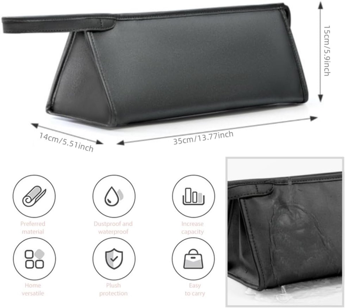 Suitable Travel Case - 1 piece - Organizer - Storage Bag - Travel Bag - Travel Pouch - PU Leather - Waterproof Hair Dryer Bag - Portable Hair Dryer Bag - For curling iron, comb, curling iron and hair dryer - Suitable for Dyson Supersonic and accessories - - Image 2