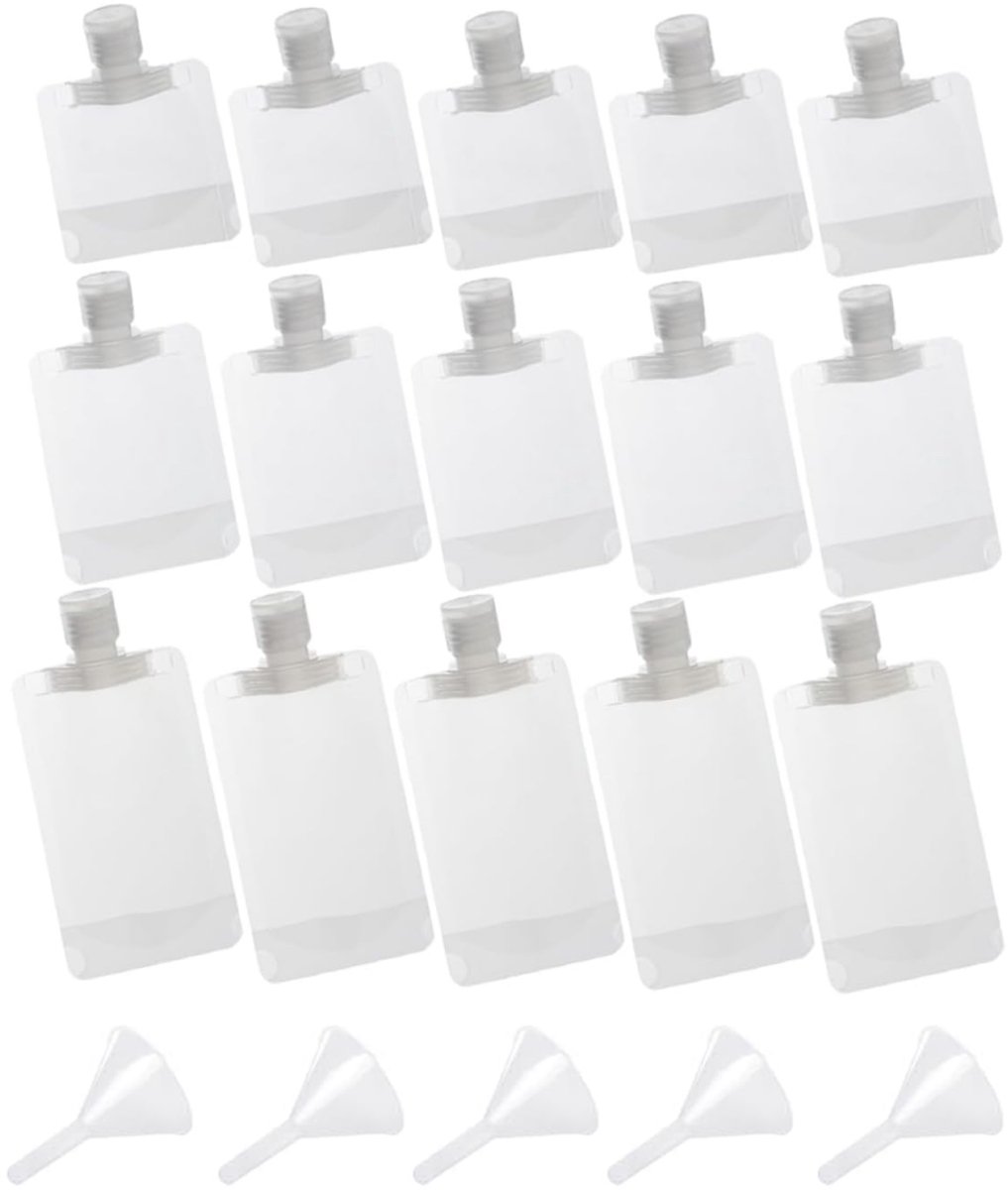 20 pieces - Travel-size Toiletries Bag - Travel Toiletries Containers - travel containers - refillable travel bottles - for cosmetics, lotions, shower gels, shampoos, travel essentials - 100 ml, 50 ml, 30 ml - with portable funnel - transparent - Image 1