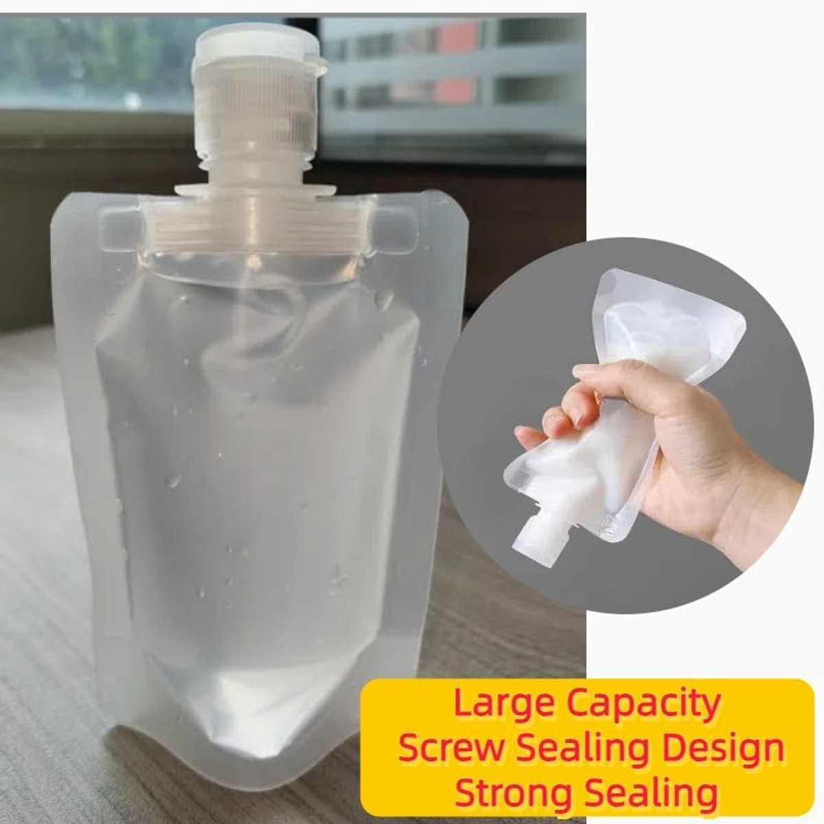 20 pieces - Travel-size Toiletries Bag - Travel Toiletries Containers - travel containers - refillable travel bottles - for cosmetics, lotions, shower gels, shampoos, travel essentials - 100 ml, 50 ml, 30 ml - with portable funnel - transparent - Image 3