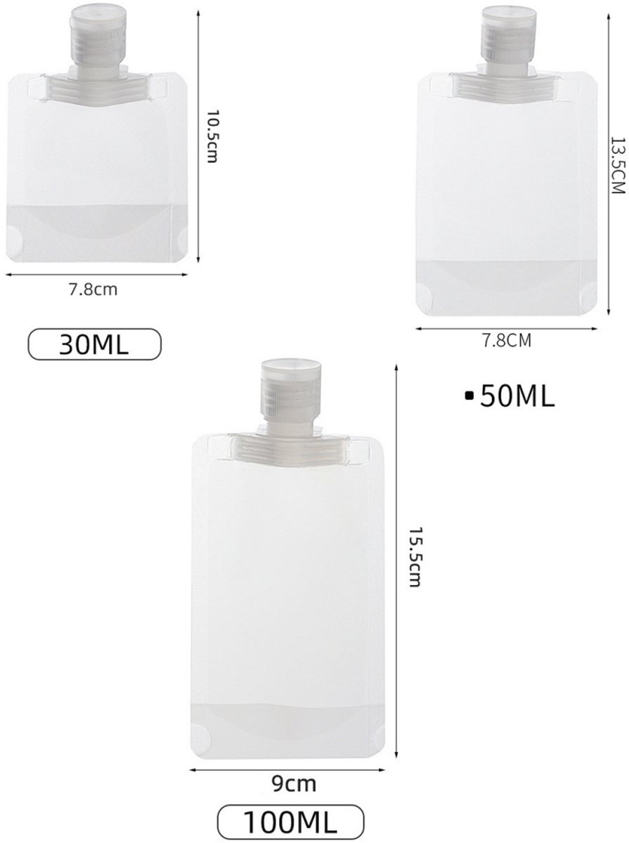 20 pieces - Travel-size Toiletries Bag - Travel Toiletries Containers - travel containers - refillable travel bottles - for cosmetics, lotions, shower gels, shampoos, travel essentials - 100 ml, 50 ml, 30 ml - with portable funnel - transparent - Image 5