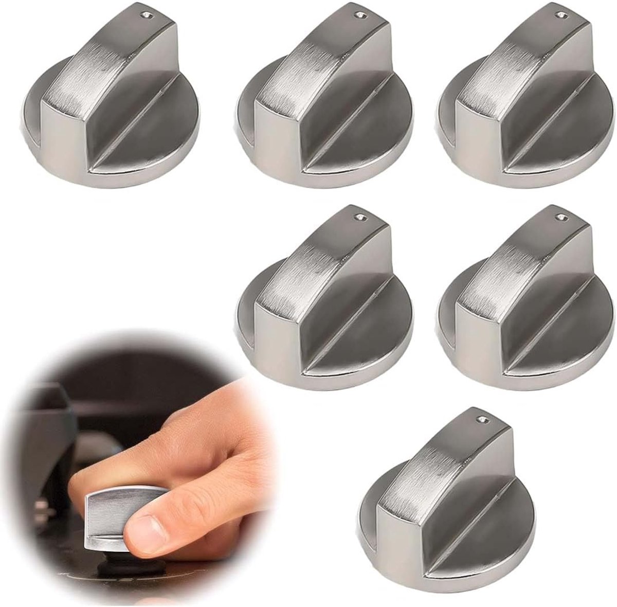 Oven Knobs - 6 Pieces Hob Knob - 6mm Knob Cover - Universal Knob Set for Gas Hob - Universal Gas Stove Hob Oven Knob Set - Knobs for Hob, Gas Stove and Oven - Precise Oven Temperature Control Knob - Image 1