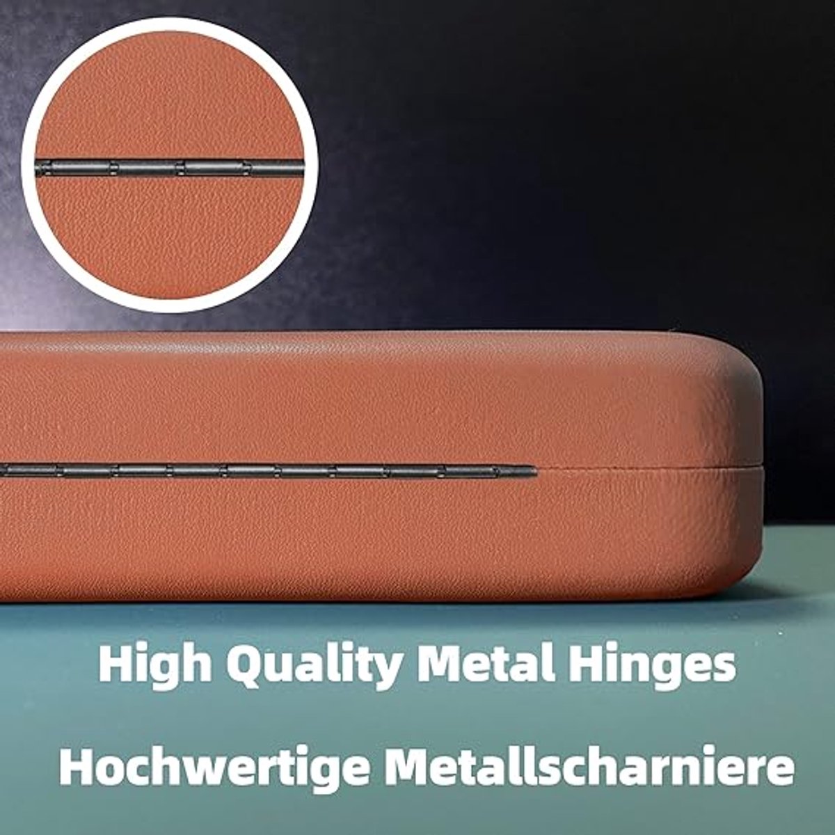 Hard glasses case - PU leather glasses case - Wearable protection - Cover - Leather glasses case - Black - 16 x 6.4 x 3.6 cm - Image 2
