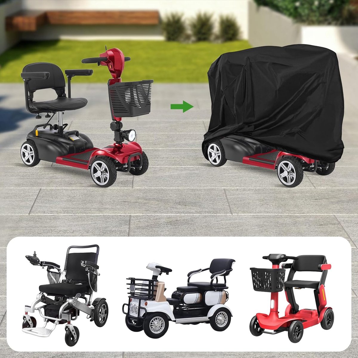 Mobility Scooter Protective Cover - Mobility Scooter Cover - Cover for mobility scooter - Mobility Scooter Cover - waterproof wheelchair cover for storage - Waterproof Cover - Rain Cover - Protective Cover - Waterproof - 55 