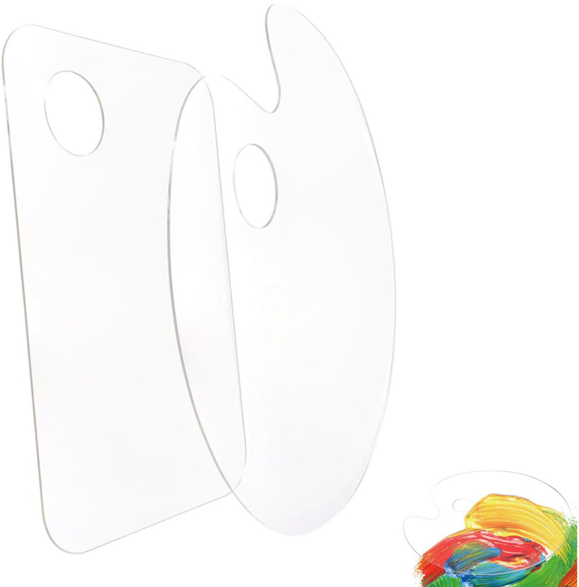 2 pieces - Color palette - Paint palette - Art palette Mixing palette - clear acrylic palette - acrylic paint palette - transparent palette - painter's palette - oval paint palette - oil paint tray set - watercolor paint sheet - mixing colors - for crafti - Image 1