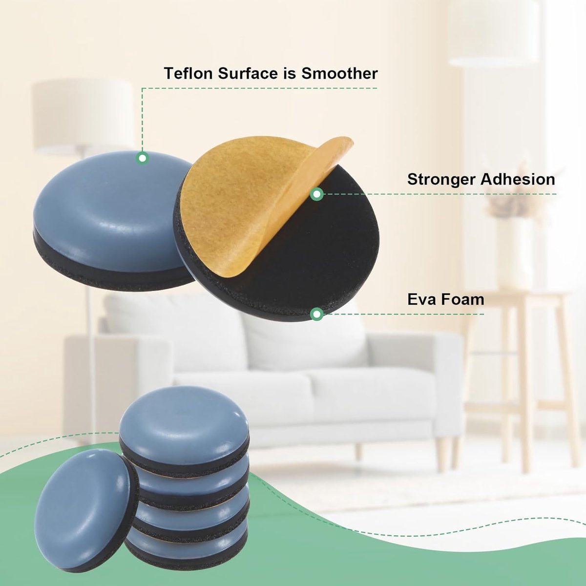 40 pieces - Furniture mats - Teflon furniture glides - Teflon furniture mats - Foot pads for table and chair - floor protectors - easy to move - for chairs, tables, sofas and beds - round - 20*20*5.5 mm - Image 3