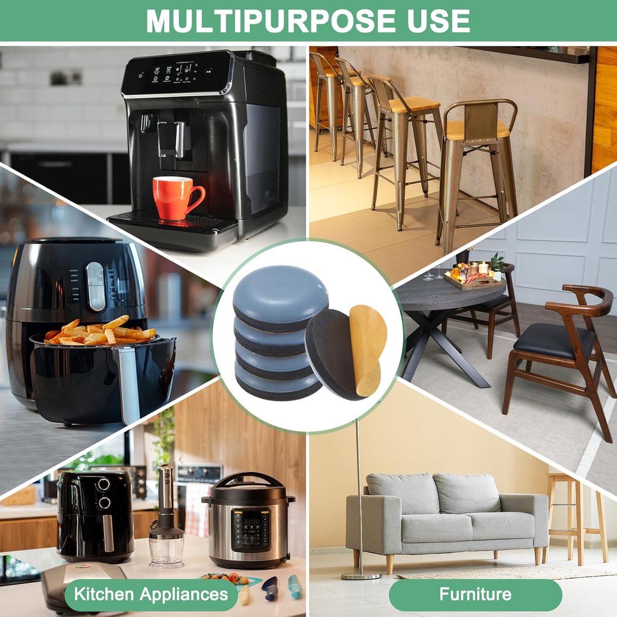 40 pieces - Furniture mats - Teflon furniture glides - Teflon furniture mats - Foot pads for table and chair - floor protectors - easy to move - for chairs, tables, sofas and beds - round - 20*20*5.5 mm - Image 5