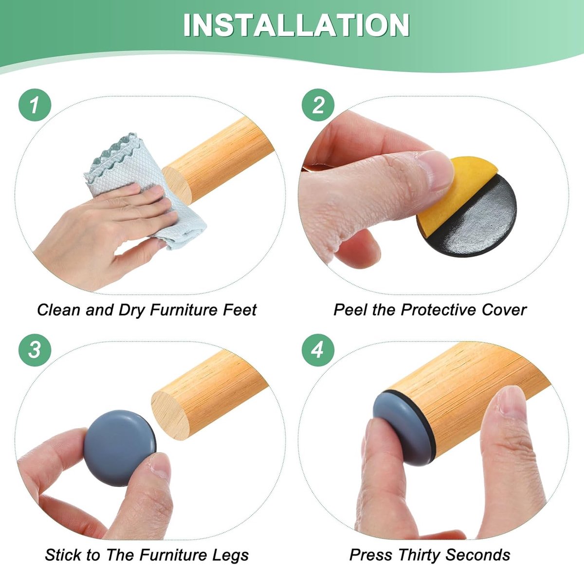 40 pieces - Furniture mats - Teflon furniture glides - Teflon furniture mats - Foot pads for table and chair - floor protectors - easy to move - for chairs, tables, sofas and beds - round - 20*20*5.5 mm - Image 6
