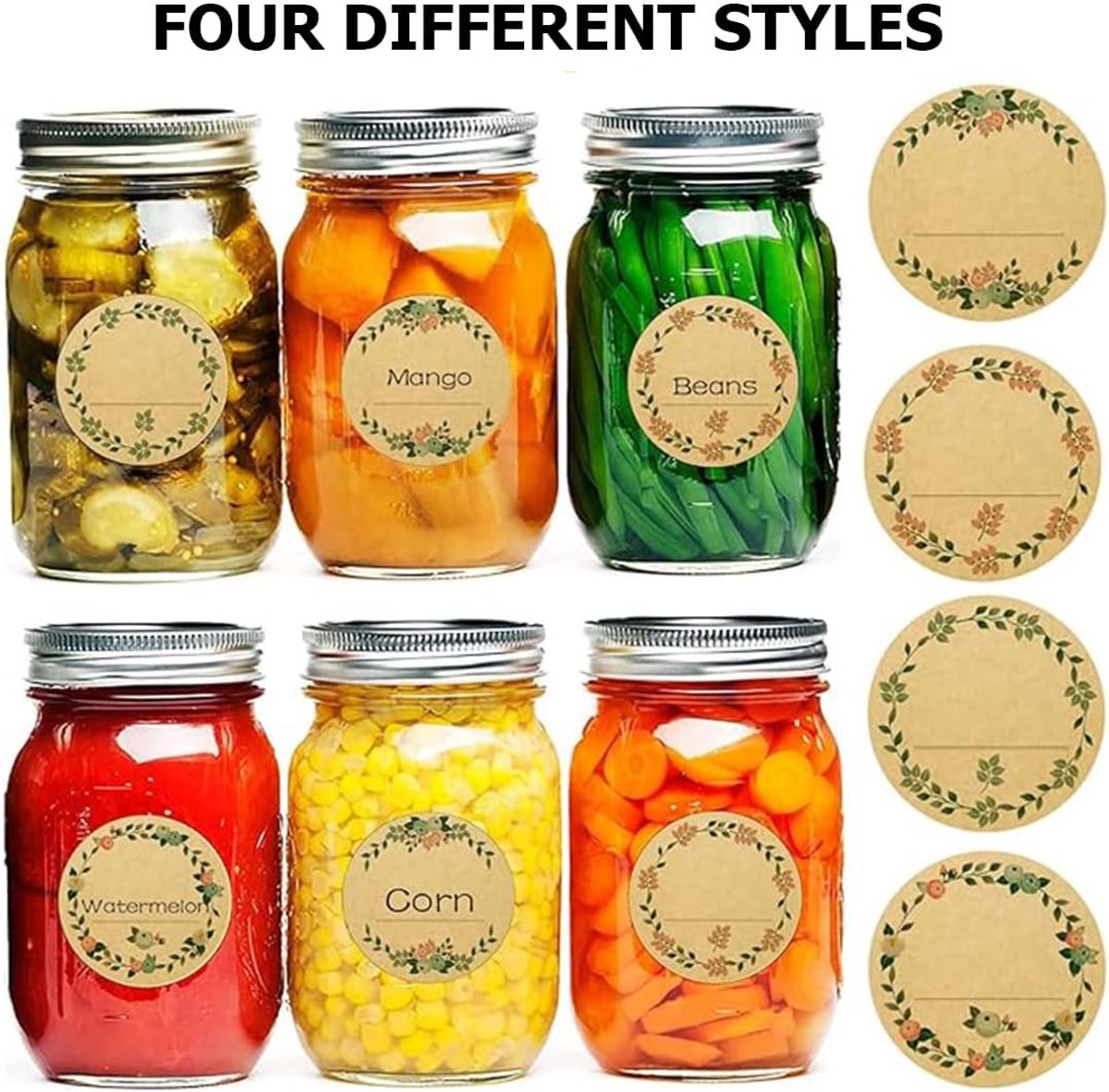 500 pieces - Labels - Jar Labels - jam labels - gift stickers - household labels - kraft paper stickers - writable - floral design - self-adhesive - for jam jars, spice jars, bottles, gift bags and Thanksgiving gifts - 50mm - Image 6