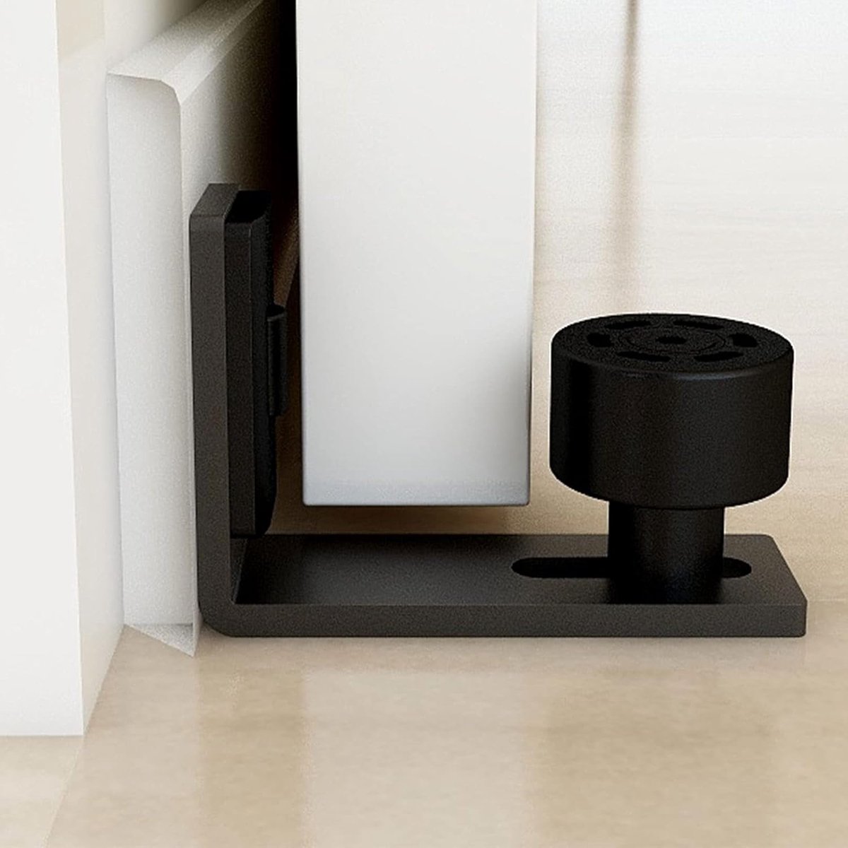 2 Pieces - Sliding Door Floor Guide Doors - Sliding Rails - Sliding Door System - Bottom-Wall Mounting Adjustable Roller Double Wheel - Adjustable Floor Guide - Door Guide - No Punching Required - Guide - Black - Smooth and Quiet - Image 2
