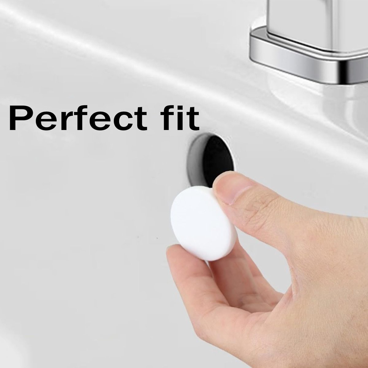 Washbasin Overflow Ring - 4 Pieces - Overflow Rings - Bathroom Overflow Ring - Sink Overflow - Drain Plug - Overflow Cover for Washbasin - Sink Overflow Ring - Round Hole Cover - Overflow Cover - For Sink, Washbasin and Kitchen - Image 4