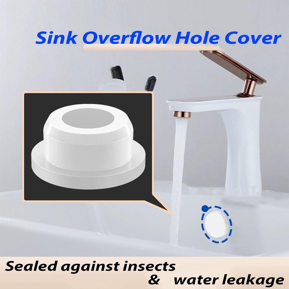 Washbasin Overflow Ring - 4 Pieces - Overflow Rings - Bathroom Overflow Ring - Sink Overflow - Drain Plug - Overflow Cover for Washbasin - Sink Overflow Ring - Round Hole Cover - Overflow Cover - For Sink, Washbasin and Kitchen - Image 5