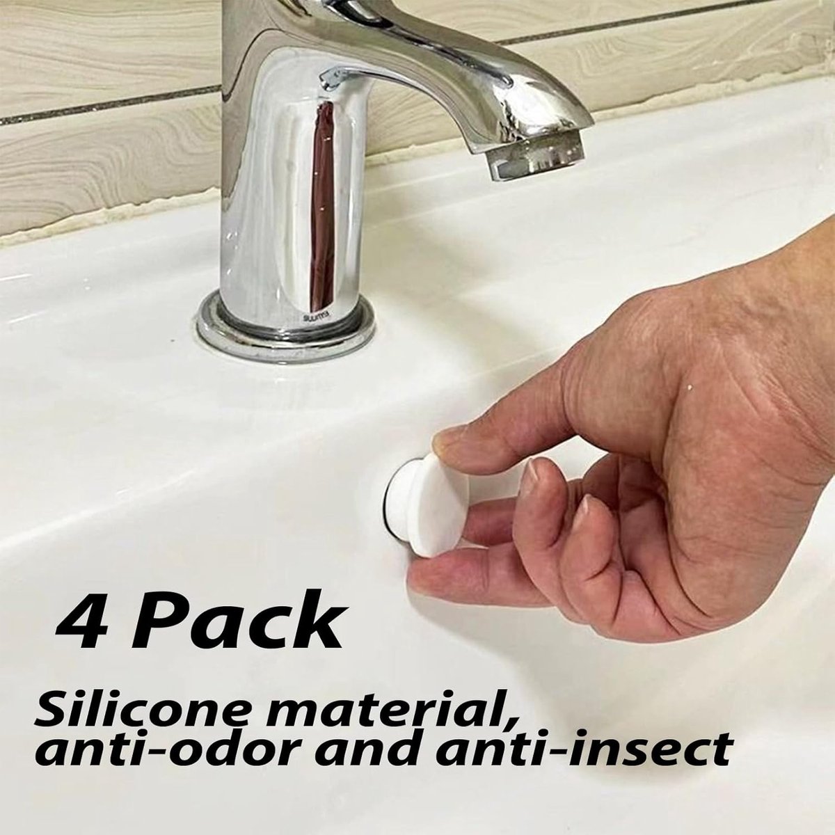 Washbasin Overflow Ring - 4 Pieces - Overflow Rings - Bathroom Overflow Ring - Sink Overflow - Drain Plug - Overflow Cover for Washbasin - Sink Overflow Ring - Round Hole Cover - Overflow Cover - For Sink, Washbasin and Kitchen - Image 6