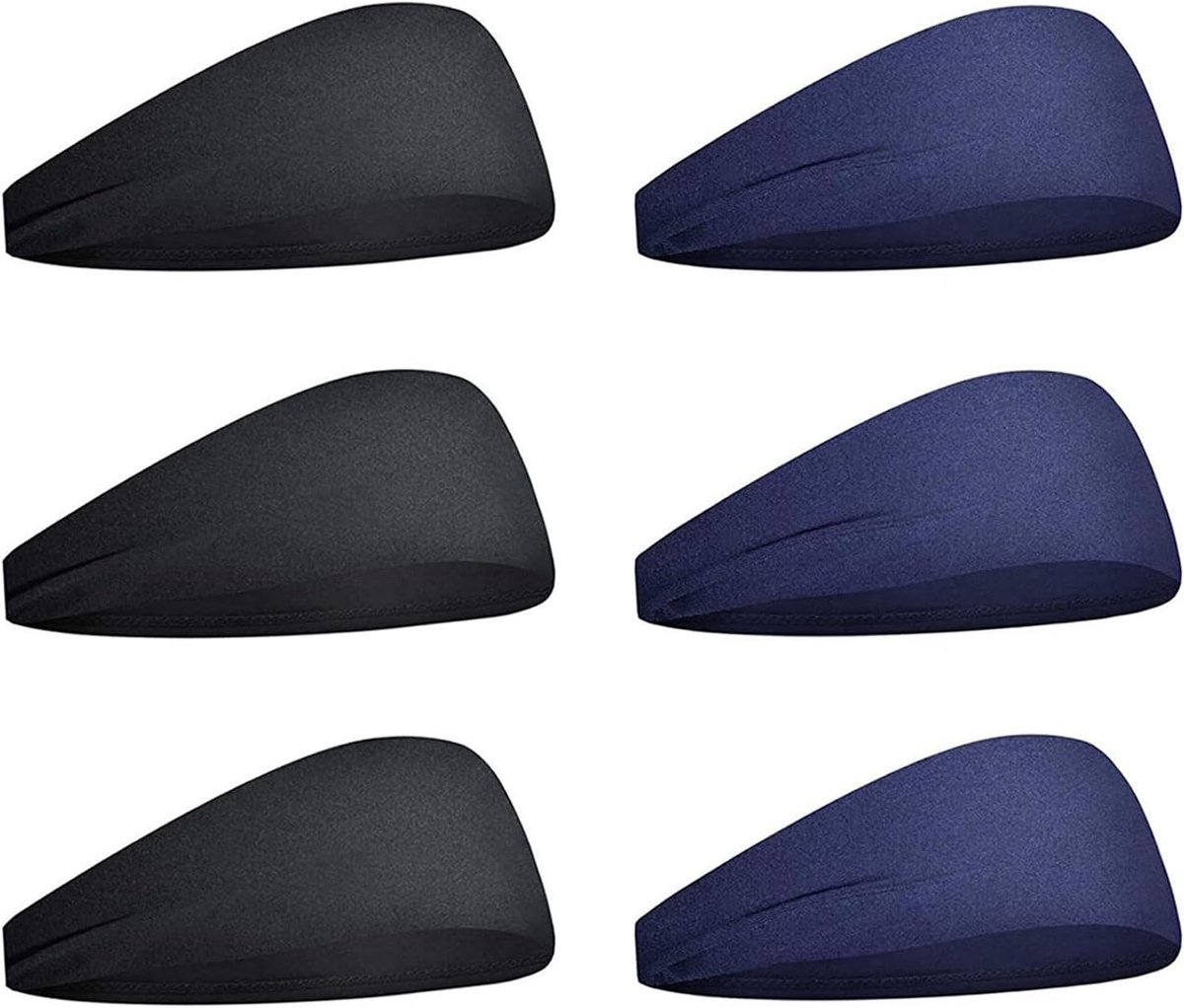 pieces - Headband - elastic sports headbands - sports headbands - for men and women - moisture-wicking hairband - for sports, fitness and running - 23*9 cm - black and blue - Image 1