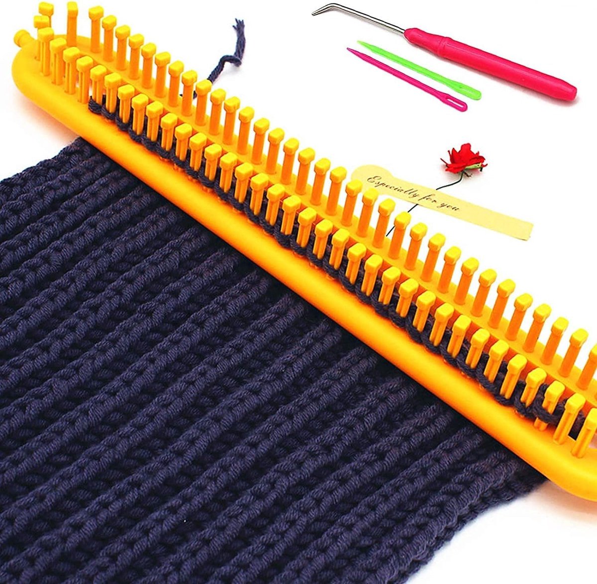 3 pieces - Scarf knitting tool - rectangular knitting loom - loom - colorful plastic looms - DIY yarn weaving sets - with crochet hook and needle - Suitable for knitting scarves, blankets, and shawls - 26, 36, 47 cm - Image 2