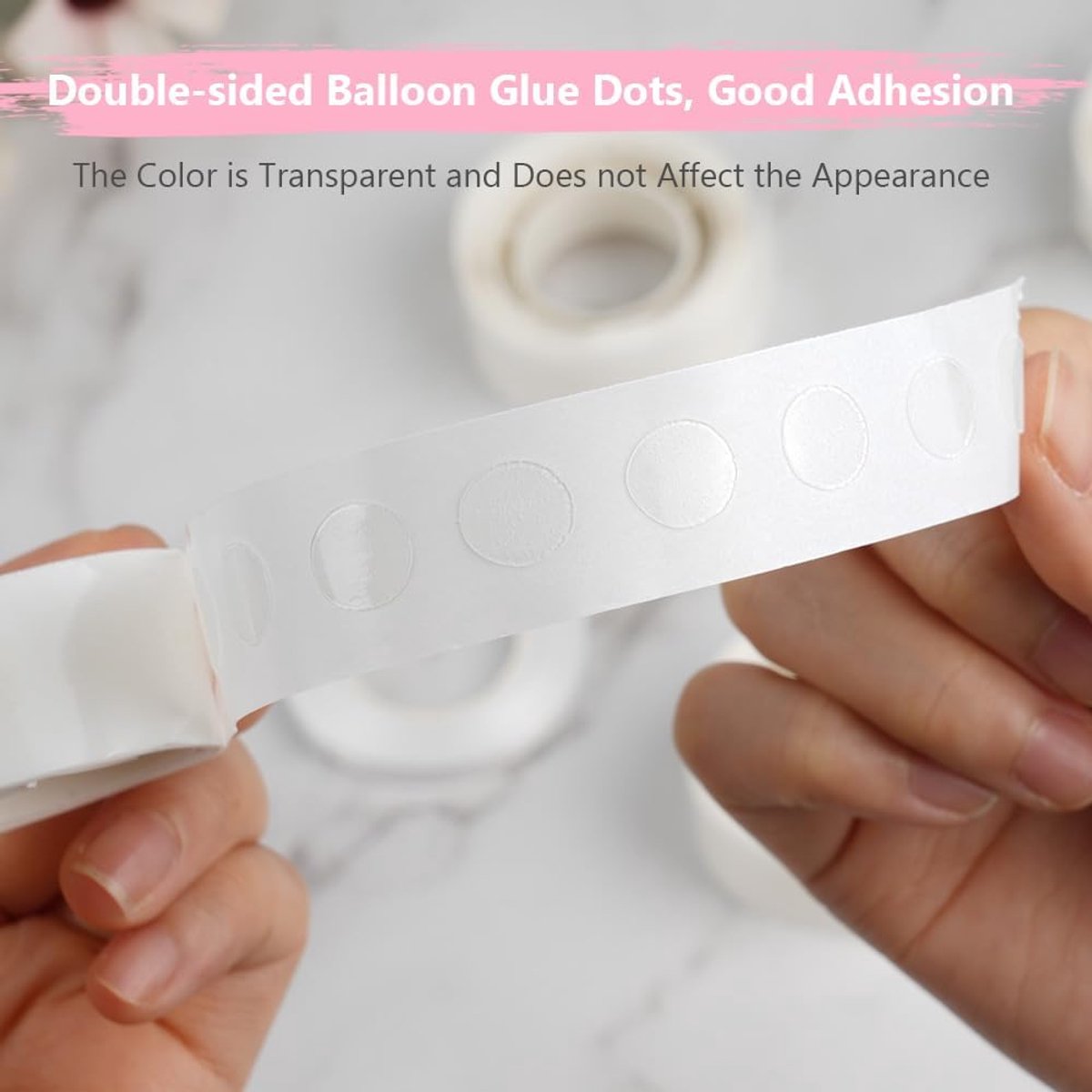 1200 pieces - balloon glue dots - double-sided stickers - removable round adhesive - leaves no residue - waterproof tape - for gift wrapping, weddings, Christmas and festivals - transparent - Image 2