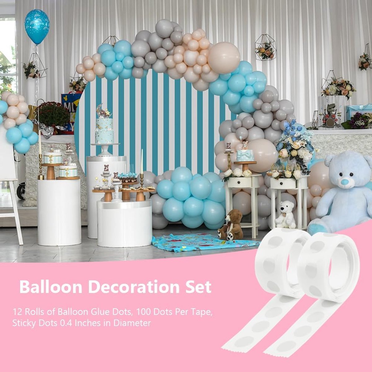 1200 pieces - balloon glue dots - double-sided stickers - removable round adhesive - leaves no residue - waterproof tape - for gift wrapping, weddings, Christmas and festivals - transparent - Image 3