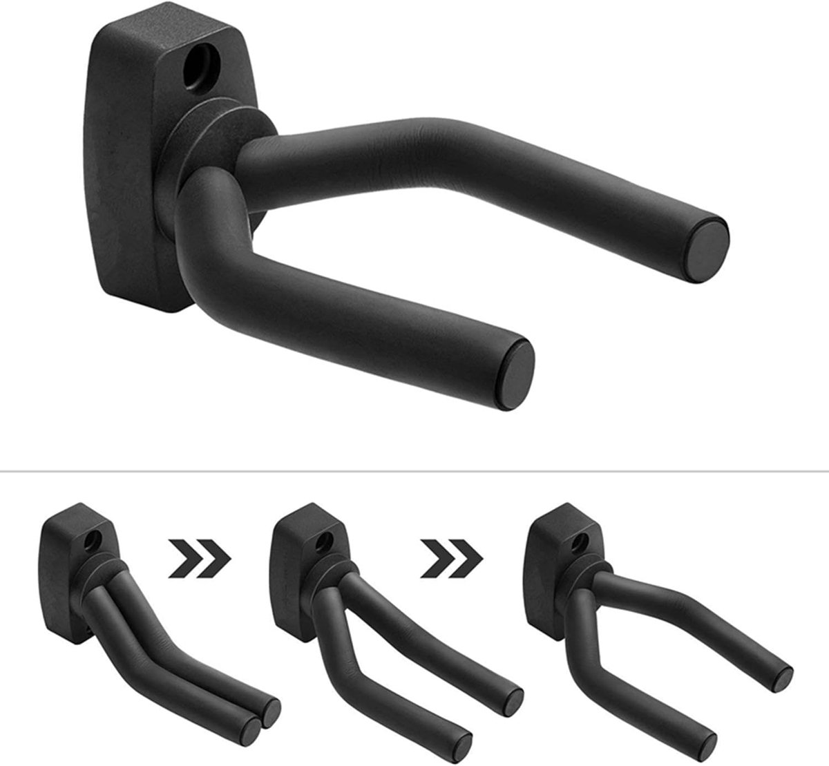 Guitar Wall Mount - 6 Pieces - Guitar Wall Holder - Guitar Stand - Guitar Hanger - Wall Bracket - Black Guitar Stand with Screws - Hook - Easy to Install - Adjustable - Suitable for All Sizes of Guitars, Bass, Mandolin, Banjo, Ukulele - Image 4