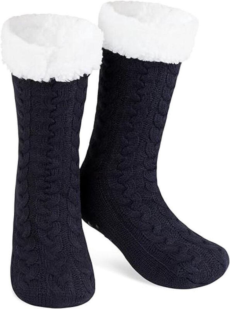 House socks - fluffy warm coral fleece lined - non-slip socks for men and girls - Thick Winter coral fleece - Sleep socks - Postpartum socks - Fluffy Slipper socks - soft and comfortable floor socks - Black - Image 1