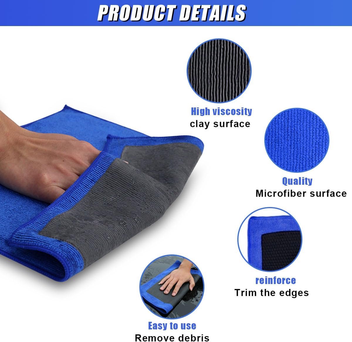 Car clay cloth - Car wash towel - Car cleaning towel - Clay bar - Clay towel - Clay bar towel - Car cleaning - detailing cloth - perforated polishing cloth - cleaning cloth - for car detailing, car cleaning, disinfection - 30*30 cm - blue - Image 3