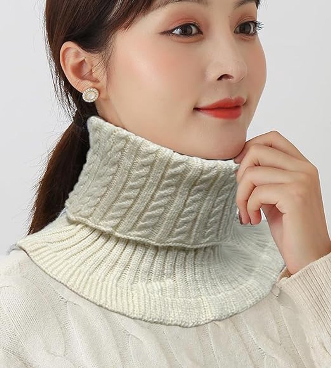 Pieces Faux Turtleneck - Faux Longneck Sweater - Women's Turtleneck - Women's Blouse Collar - Patch Turtleneck - Knitted Collar - Faux Knitted Collar - Turtleneck - Faux High Turtleneck - Fake Turtleneck - Turtleneck - Fake Turtleneck - Small Collar - Win - Image 3