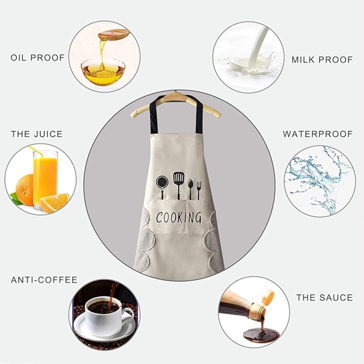 Kitchen Apron - 2 pieces - Professional Cooking Apron - Ladies' Kitchen Apron with Hand-Wipe Pockets - for Ladies and Gentlemen - Professional Cooking Apron - Catering Apron - Large Pocket - Hand-Wipe - Waterproof - for Cooking and Baking - Easily Adjusta - Image 2