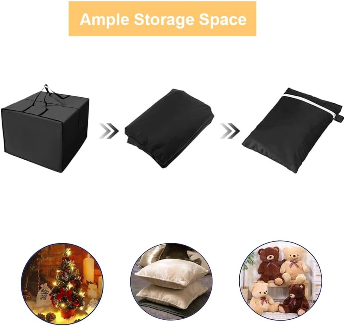 Storage bag - Furniture cover - Garden furniture cover - Storage bag for seat cushion - Oxford fabric storage bag - Waterproof storage bag - dust cover - with storage bag - with zipper, handles - for garden furniture, clothing, cushions - 81*81*61 cm - bl - Image 6