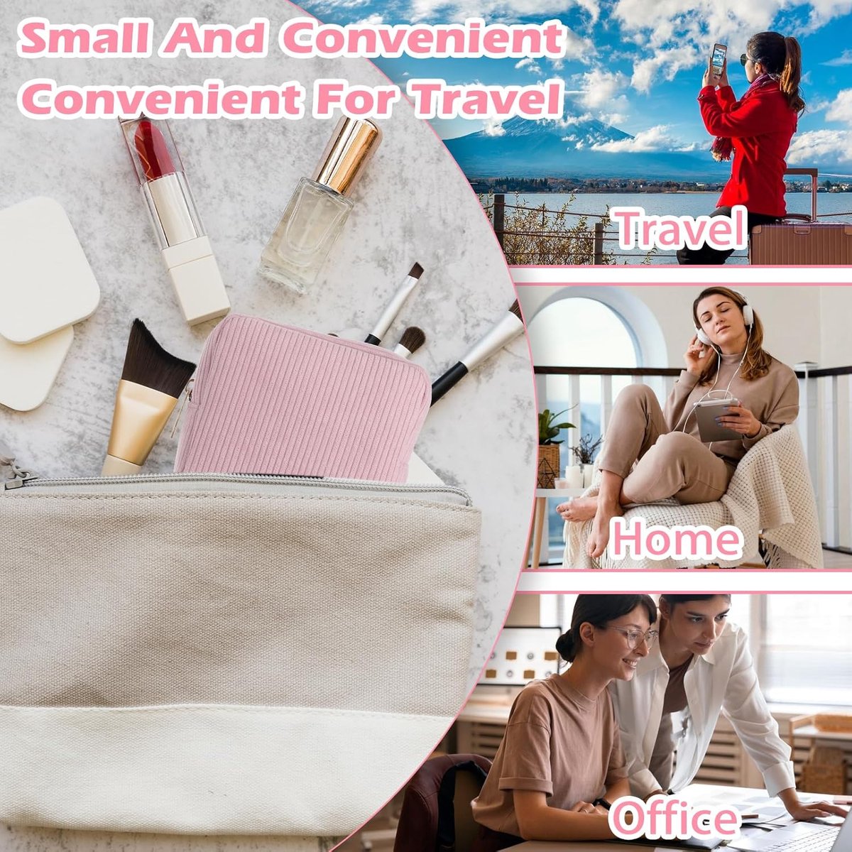 Toiletry Bag - Sanitary Pad Makeup Bag - Sanitary Pad Pouches - Menstrual Bags - Menstrual Pouches - Waterproof Zipper - Tampon Pouches - Napkin Pouches - Cosmetic Bag - Storage Bag - Makeup Bag - For Sanitary Pads, Tampons, Menstrual Cup - Pink - Image 5