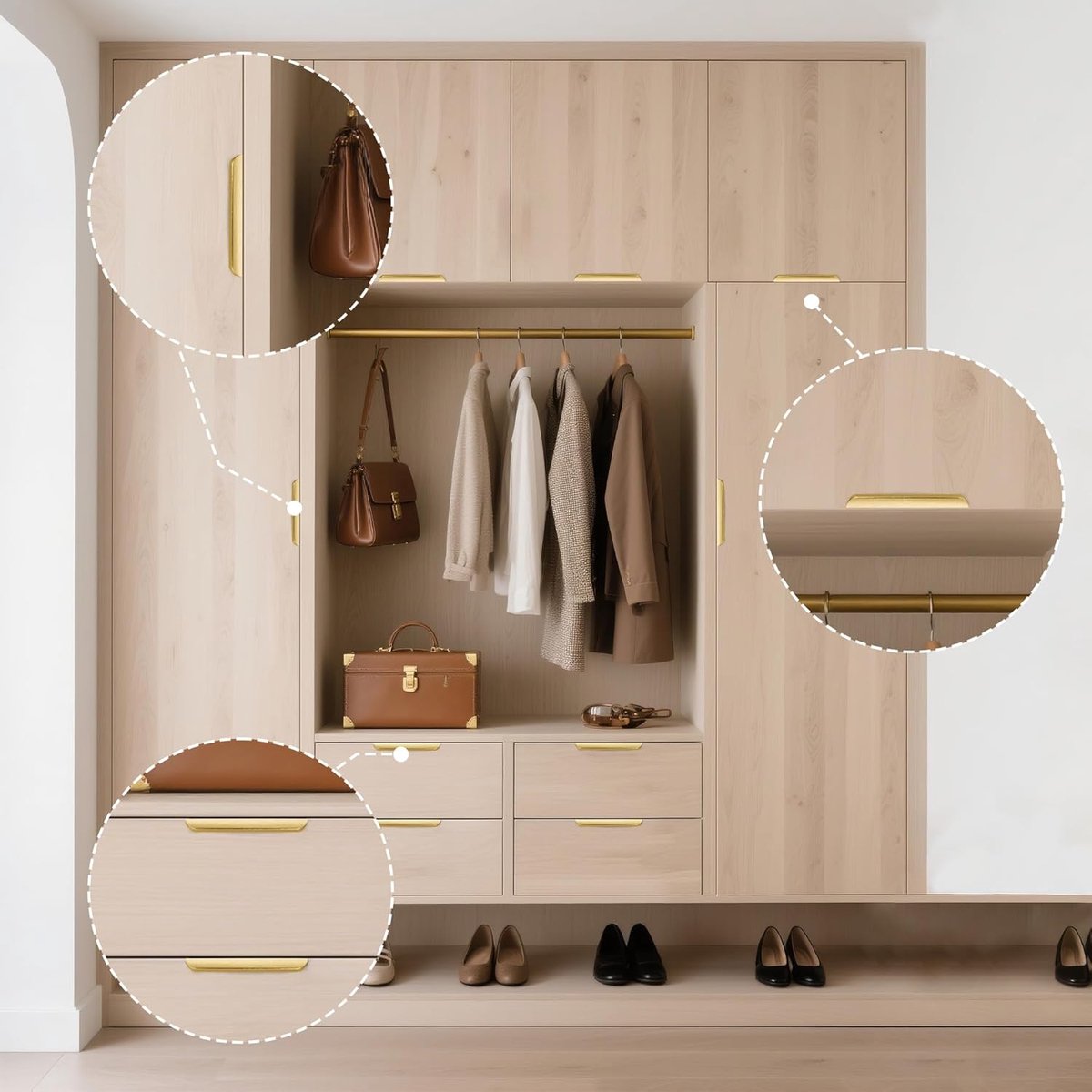 10 pieces - 150*40*17.5 mm - Cabinet handles - Drawer handles - Concealed handle - Aluminum alloy handle - kitchen cabinet handles - furniture accessories - hardware - brushed gold - Image 2