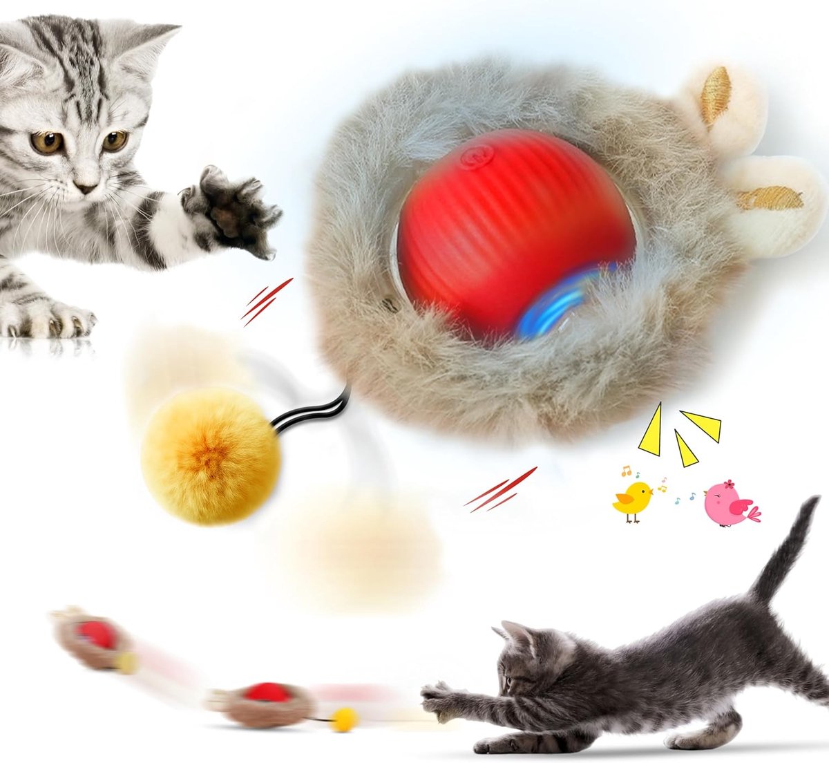 Cat Toys - Cat Balls - Interactive Cat Toy Ball - Cat Toys - Electric Toy Ball - Cat Toys - Automatically Moving Ball - Attracts Indoor Cats - Cat Ball for Play and Interaction - Image 1