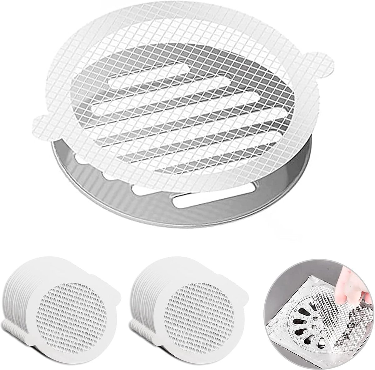 Shower drain strainer - 30 Pieces - Sink strainer - shower drain sticker - Sink strainer - Drain strainer - Sink strainer - Universal Hair Filter - Shower Bathroom Hair Catcher - anti-clogging - anti-hair - for Bathroom Drain Balcony Drain Hole - 4.33 inc - Image 1