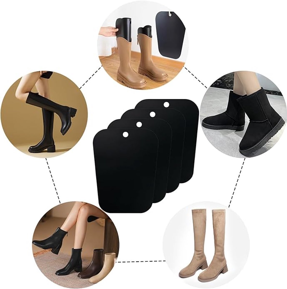8 pieces - Boot trees - Boot Shapers - Boot filler - Boot stretcher - Stretcher - plastic boot trees for women - high boot supports - boot supports - reusable inserts - shoe care accessory - 35*28 cm - black - Image 2