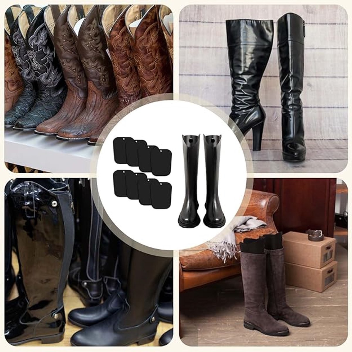 8 pieces - Boot trees - Boot Shapers - Boot filler - Boot stretcher - Stretcher - plastic boot trees for women - high boot supports - boot supports - reusable inserts - shoe care accessory - 35*28 cm - black - Image 4
