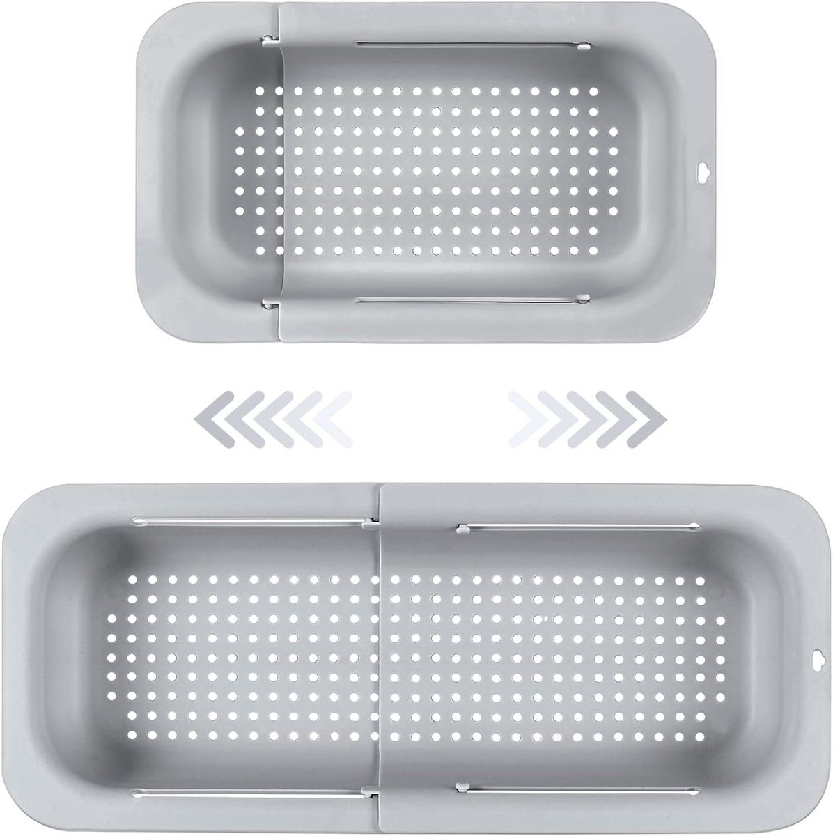 Sink drain basket - Strainer - Washing vegetables and fruit - Draining cooked pasta and drying dishes - Extendable and telescopic - New kitchen accessories for the home - Grey - Image 1