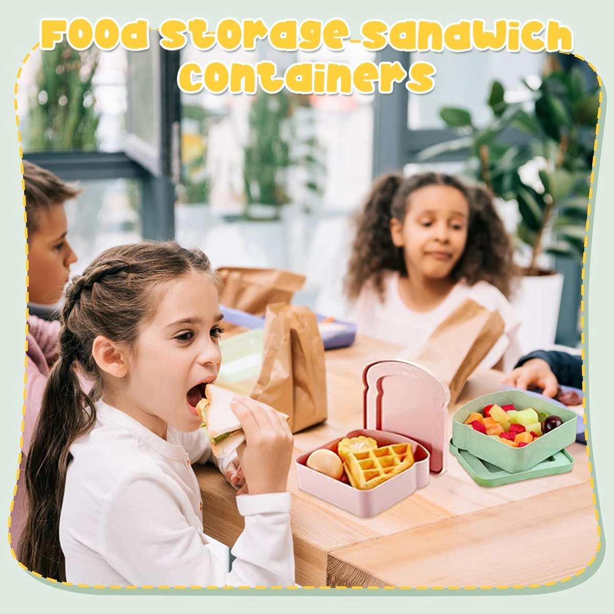 4× Food Storage Containers - Lunch Box - Meal Prep Containers - Kitchen Food Storage Container Set - Lunchboxes - Food Box - Sandwich Holder - Bread Container - Meal Prep Containers - Reusable - BPA Free - Microwave Safe - For School, Office, Camping - Image 5