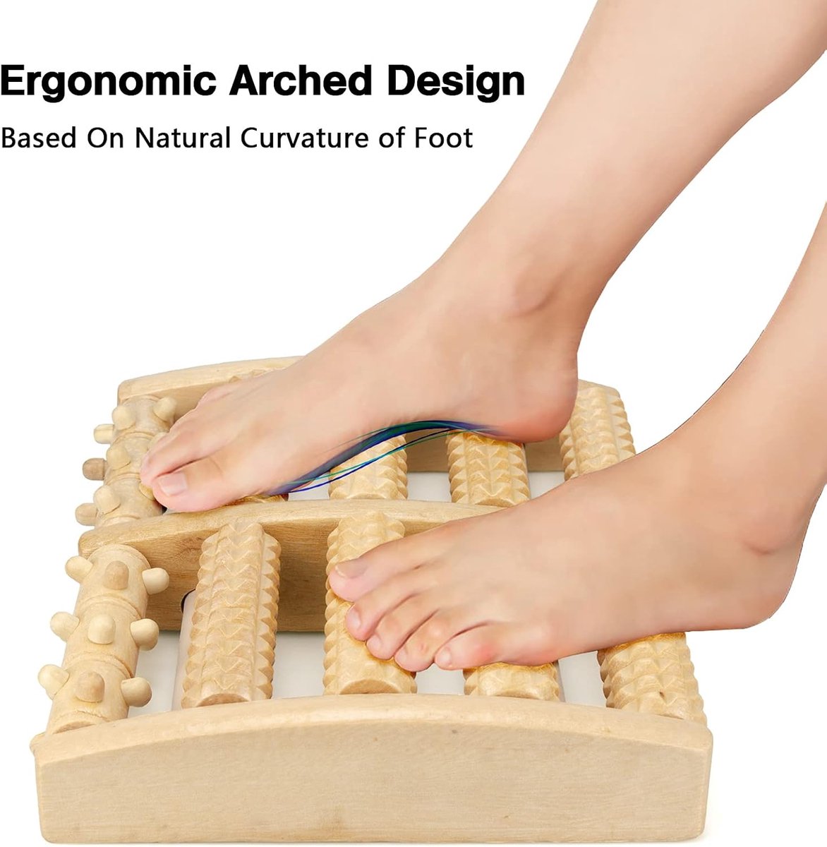 Foot Massager - Wooden Foot Massager - Foot Massager - Foot Massager Roller - Pain and Plantar Fasciitis, Massage Tools for Women and Men - Image 2