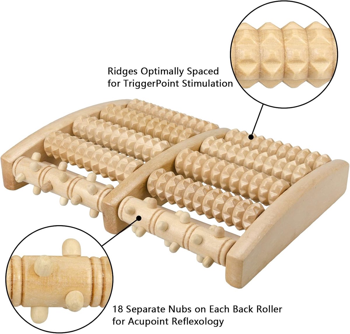 Foot Massager - Wooden Foot Massager - Foot Massager - Foot Massager Roller - Pain and Plantar Fasciitis, Massage Tools for Women and Men - Image 3