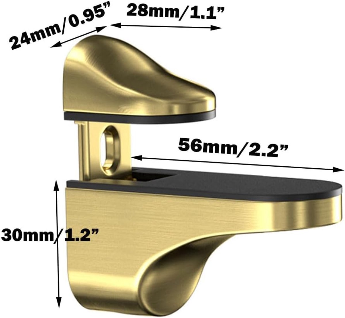 pieces - Glass clamp - Glass shelf brackets - adjustable - glass shelf bracket - fishmouth glass clip - wall mounting bracket - zinc alloy - furniture accessories - hardware accessories - with screws - for shelves of 3-20 mm thickness - 56*24*50 mm - gold - Image 5
