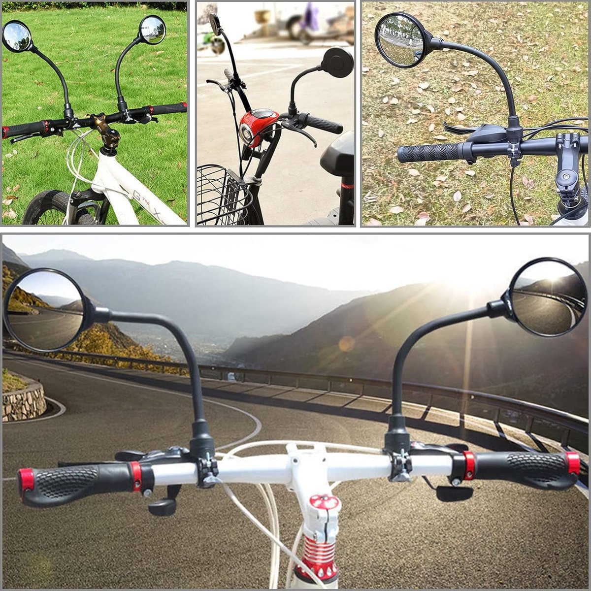 Bicycle Mirror E-bike Rearview Mirror - handlebar lens bicycle mirror - Bicycle mirror right - round mirror - safe rearview mirror for bicycle - scratch-resistant glass lens - adjustable and rotatable safe rearview mirror - 360º Rotatable - Image 3